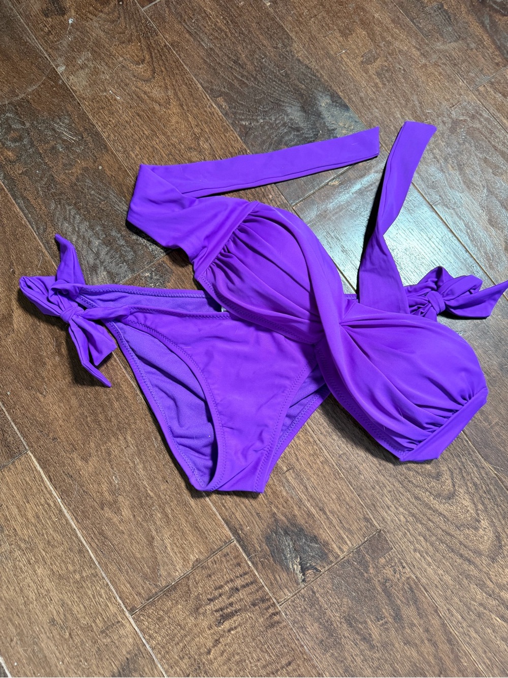 ABS Allen Schwartz Purple Twist-Front Bikini Set